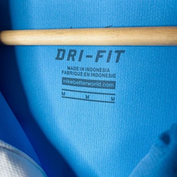 Nike Dri Fit Mens Blue Polo Shirt Golf Performance Medium Lightweight u 5/3 Logo - Picture 3 of 5